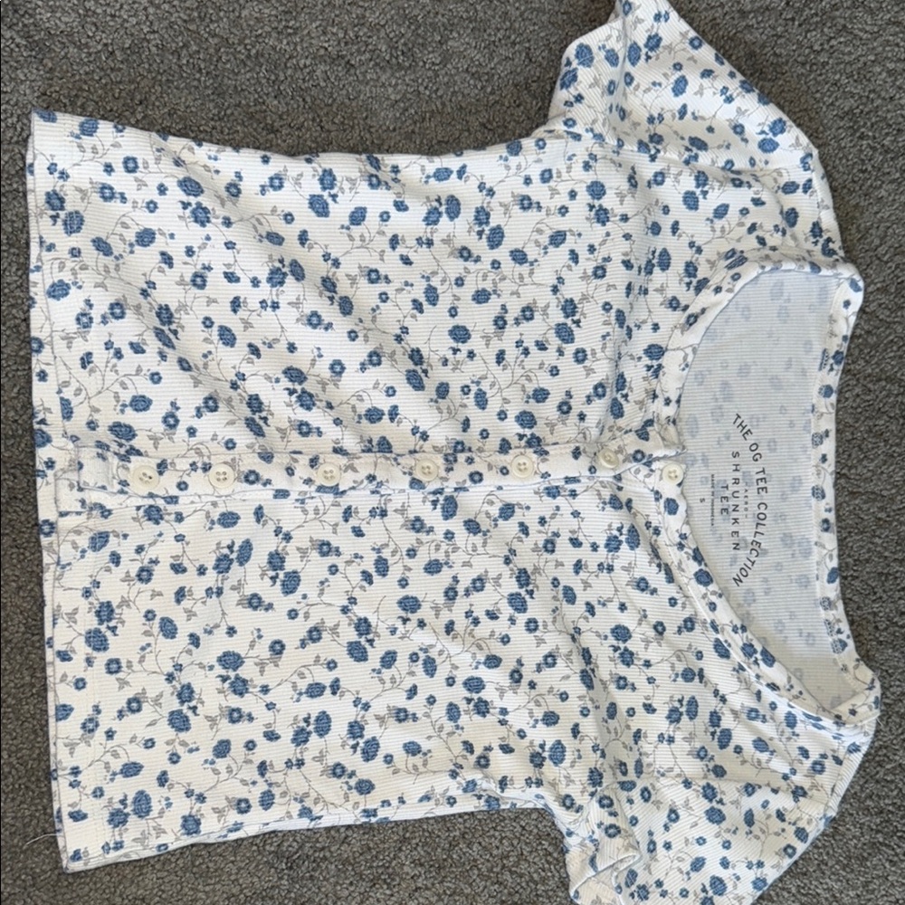 Floral Blue and White Shirt